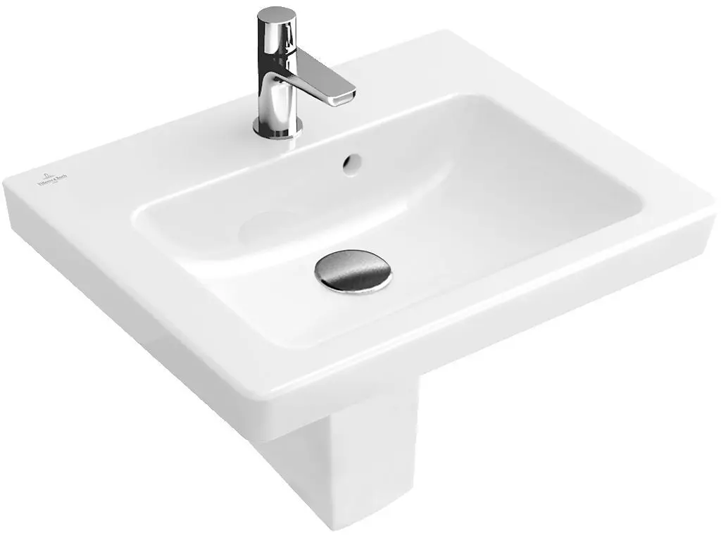 Villeroy & Boch Subway 2.0 - stūra rokas izlietne 50x40 cm, ar pārplūdi, 1 jaucējkrāna caurumu, balts 73155001