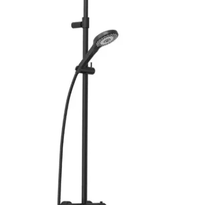 Kludi Dive - dušas komplekts ar termostatu, diametrs 20 cm, 3 strūklas veidi, matēti melns 6907939-00