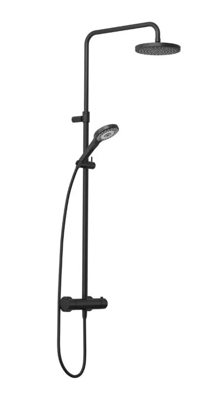 Kludi Dive - dušas komplekts ar termostatu, diametrs 20 cm, 3 strūklas veidi, matēti melns 6907939-00