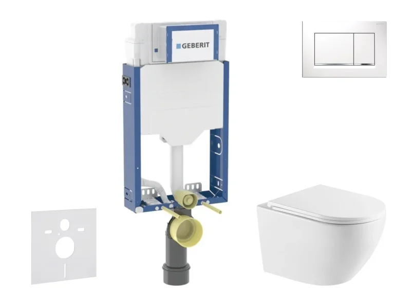 Geberit Kombifix - komplekts ar priekšsienas elementu, Oudee WC ar Softclose sēdekli un Sigma20 vadības plati, balts/hroms SANI15CA3154