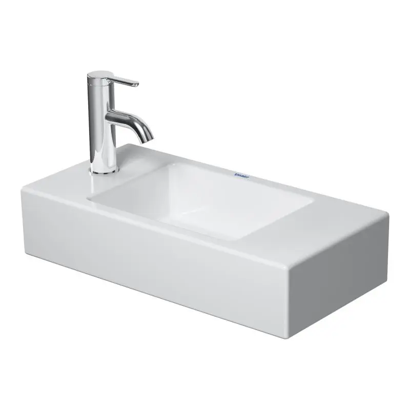 Duravit Vero Air - rokas izlietne 50x25 cm, bez pārplūdes, ar jaucējkrāna caurumu kreisajā pusē, balta 0724500009