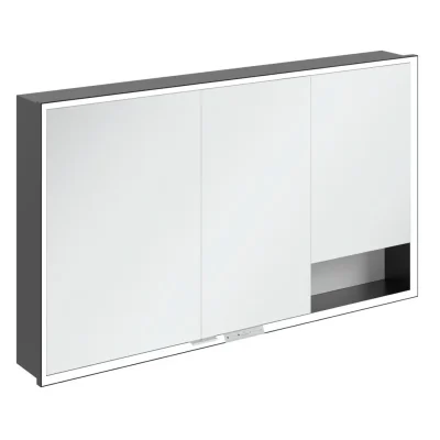 Villeroy & Boch My View+ - spoguļskapītis ar LED apgaismojumu 130x75x17 cm, 3 durvis, Pure White/Matte Black B48213VF