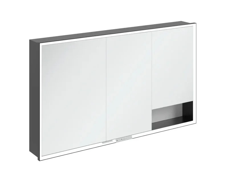 Villeroy & Boch My View+ - spoguļskapītis ar LED apgaismojumu 130x75x17 cm, 3 durvis, Pure White/Matte Black B48213VF
