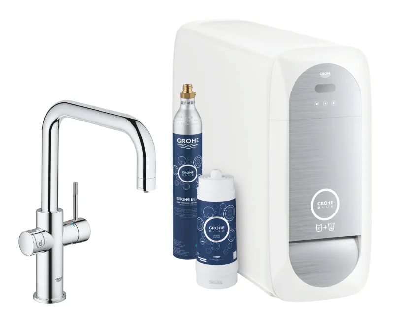 Grohe Blue Home - virtuves izlietnes maisītājs Connected, ar dzesēšanas iekārtu un ūdens filtru, hromēts 31456001
