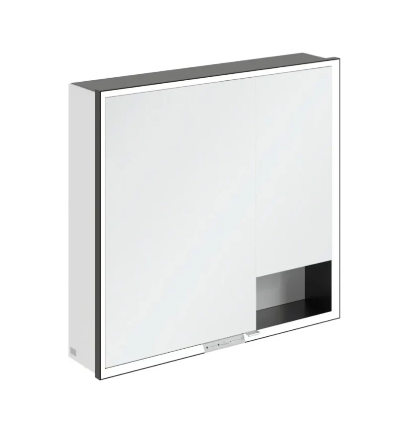 Villeroy & Boch My View+ - spoguļskapītis ar LED apgaismojumu 80x75x17 cm, 2 durvis, Brillantbalts/Mattmelns B48180VE