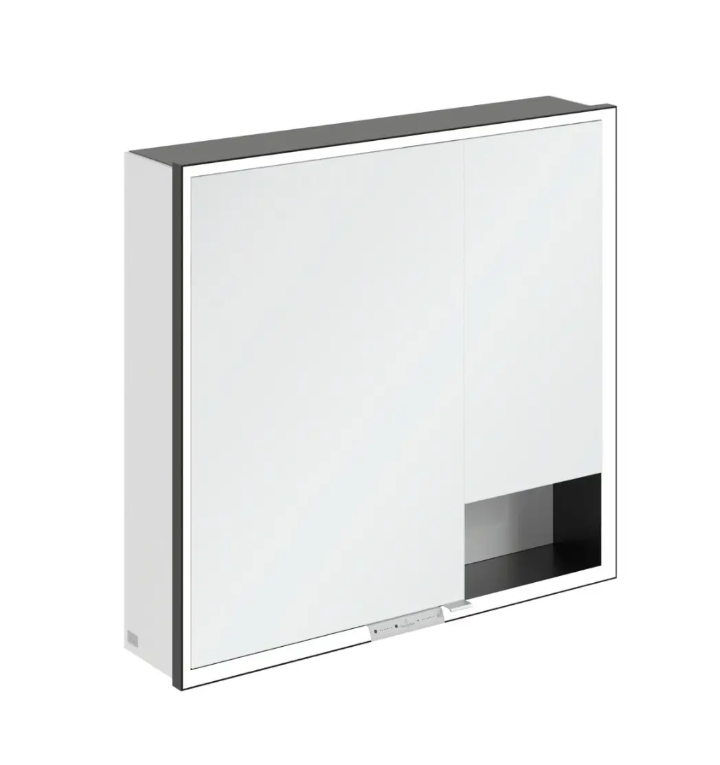 Villeroy & Boch My View+ - spoguļskapītis ar LED apgaismojumu 80x75x17 cm, 2 durvis, Brillantbalts/Mattmelns B48180VE