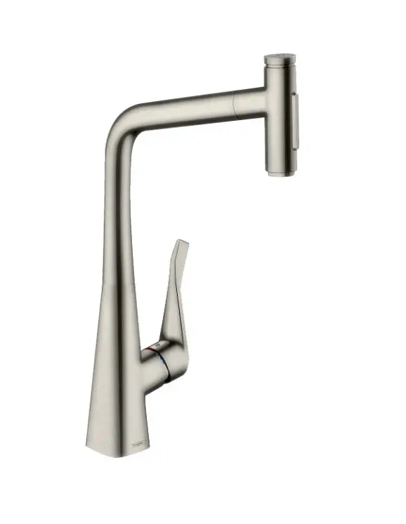 Hansgrohe M71 - virtuves izlietnes maisītājs Metris Select, ar izvelkamu dušu, nerūsējošais tērauds 73820800