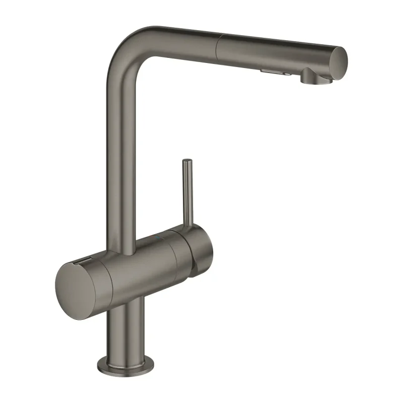 Grohe Minta - virtuves izlietnes maisītājs ar izvelkamu dušu, matēts Hard Graphite 31558AL0