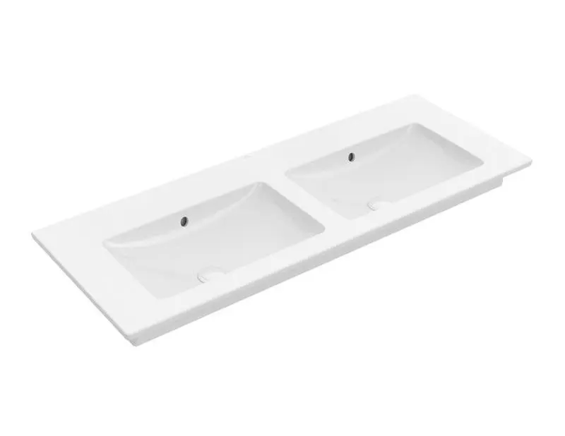 Villeroy & Boch Venticello - mēbeļu dubultizlietne 130x50 cm, ar pārplūdi, bez jaucējkrāna cauruma, Alpu balts 4111DJ01