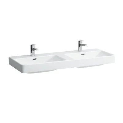 Laufen Pro S - dubultizlietne, 120x47 cm, ar 2 jaucējkrāna caurumiem, LCC, balta H8149664001041