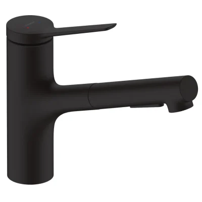 Hansgrohe Zesis M33 - virtuves izlietnes maisītājs 150, ar izvelkamu dušu, matēti melns 74800670