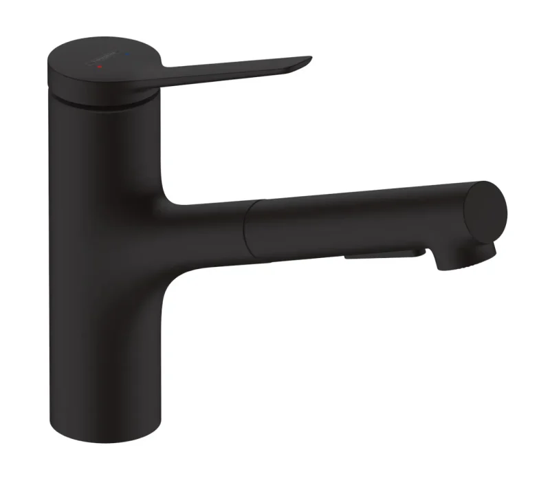 Hansgrohe Zesis M33 - virtuves izlietnes maisītājs 150, ar izvelkamu dušu, matēti melns 74800670