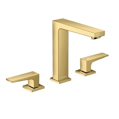 Hansgrohe Metropol - izlietnes maisītājs ar Push-Open noteces komplektu, 3 caurumu montāža, pulēts zelts 32515990