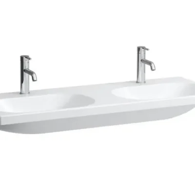 Laufen Lua - dubultā mēbeļu izlietne 46x120 cm, bez pārplūdes, 2 jaucējkrāna atveres, LCC, balta H8140814001561
