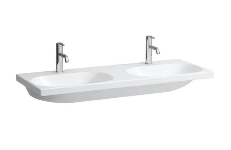 Laufen Lua - dubultā mēbeļu izlietne 46x120 cm, bez pārplūdes, 2 jaucējkrāna atveres, LCC, balta H8140814001561