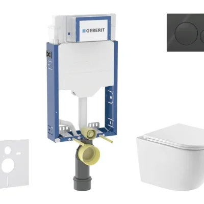 Geberit Kombifix - komplekts priekšsienas elements, WC Oudee ar SoftClose sēdekli un Sigma20 vadības plati, spīdīgi melns/matēti melns SANI15CA5158