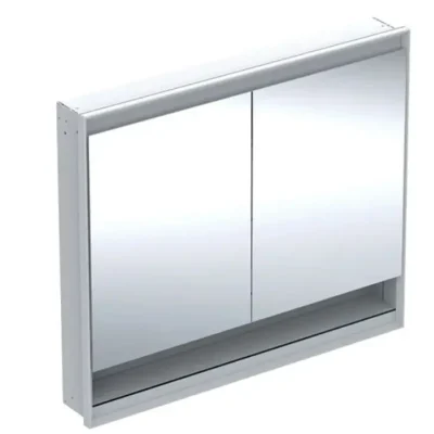 Geberit ONE - spoguļskapis ar LED apgaismojumu, 105x90x15 cm, 2 durvis, zemapmetuma montāža, ar nišu, balts 505.824.00.2