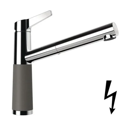 SCHOCK SC-510 - virtuves izlietnes maisītājs ar izvelkamu izteku, Asphalt/hroms 554123GAS