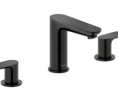 Duravit Wave - izlietnes maisītājs ar Push-Open noteces komplektu, 3 caurumu montāža, matēti melns WA1060005046