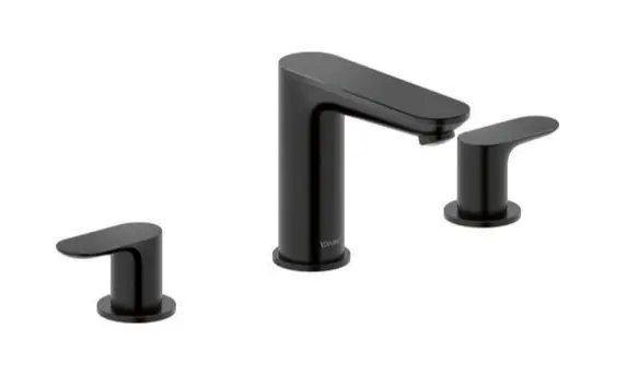 Duravit Wave - izlietnes maisītājs ar Push-Open noteces komplektu, 3 caurumu montāža, matēti melns WA1060005046