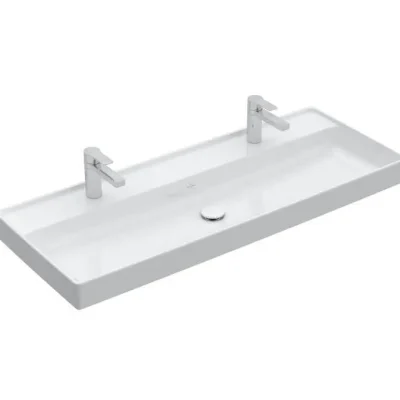 Villeroy & Boch Collaro - mēbeļu izlietne, 120x47 cm, bez pārplūdes, 2 jaucējkrāna caurumiem, CeramicPlus, Alpu balts 4A33C1R1