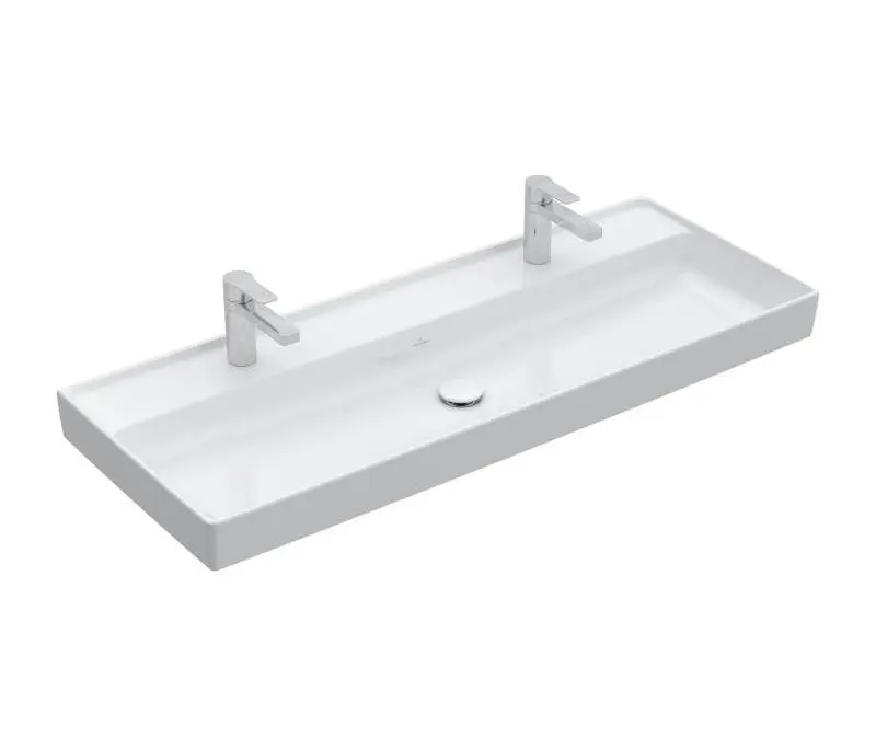 Villeroy & Boch Collaro - mēbeļu izlietne, 120x47 cm, bez pārplūdes, 2 jaucējkrāna caurumiem, CeramicPlus, Alpu balts 4A33C1R1
