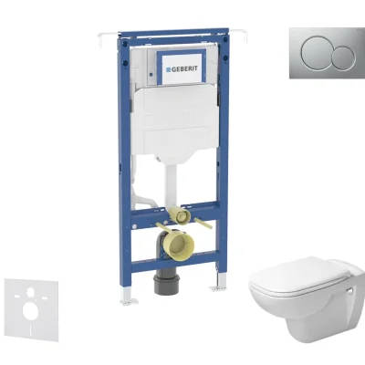 Geberit Duofix - komplekts priekšsienas elements, Duravit D-Code WC un sēdeklis, Sigma01 poga, Rimless, SoftClose, hroms matēts SANI11CP2100