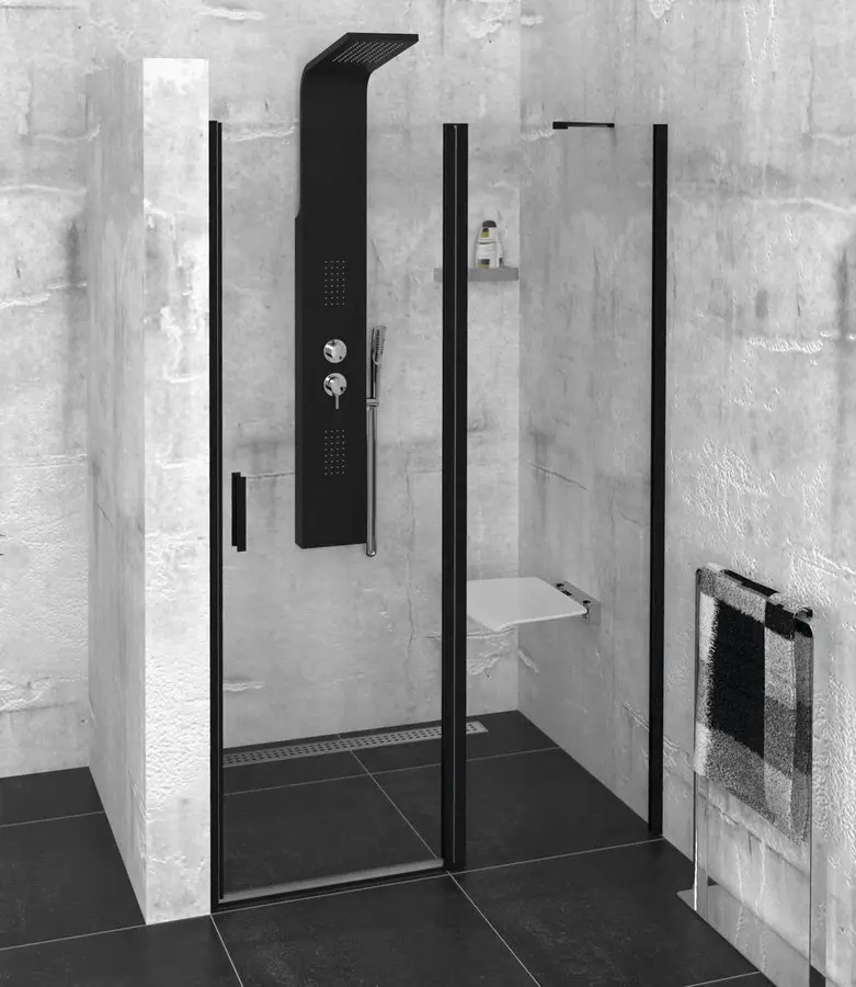 Polysan Zoom Line - Dušas durvis Black 110 cm, caurspīdīgs stikls ZL1311B