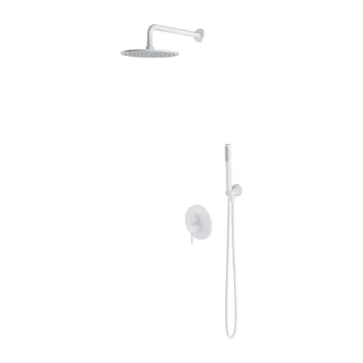OMNIRES Y - dušas komplekts ar zemapmetuma maisītāju, ar iebūvējamo daļu, diametrs 25 cm, matēti balts SYSY35WM