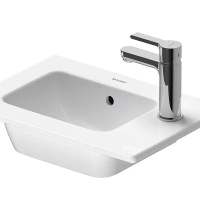 Duravit ME by Starck - roku mazgāšanas izlietne 43 x 30 cm, ar pārplūdi, krāna caurums labajā pusē, DuraShield, balta 072343AA00