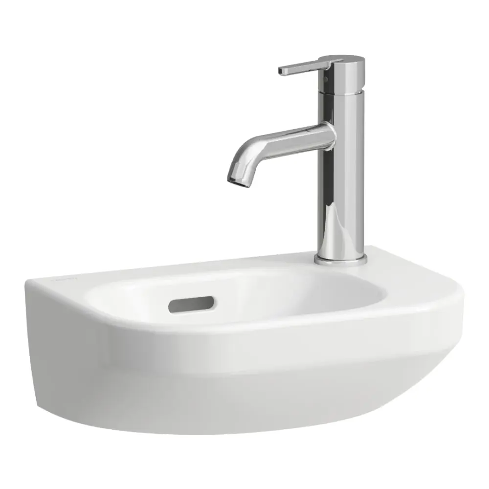 Laufen Lua - roku izlietne 36x25 cm, ar pārplūdi, jaucējkrāna atvere labajā pusē, LCC, balta H8150800001061