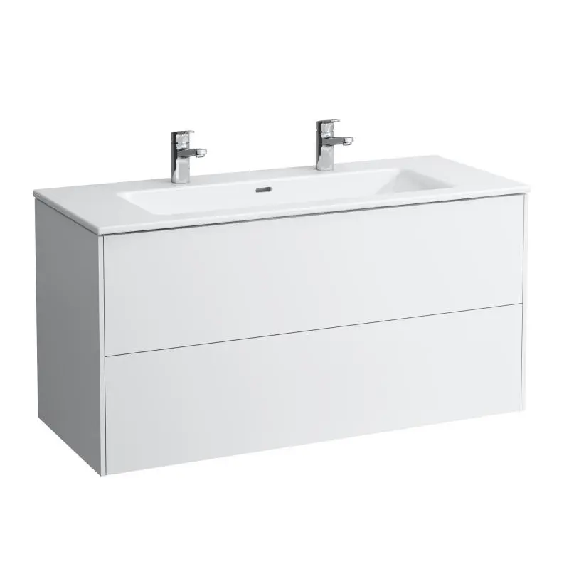 Laufen Pro S - dubultizlietne ar zemizlietnes skapi, 120x61x50 cm, 2 atvilktnes, balts spīdīgs H8649632611071