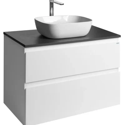 Aqualine Altair - izlietnes skapītis 60x87x45 cm, 2 atvilktnes, balts/anthracīta šīferis AI290-03