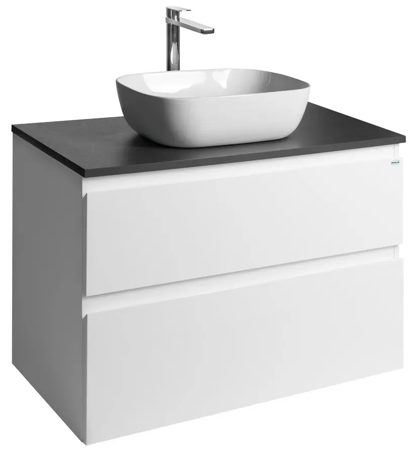 Aqualine Altair - izlietnes skapītis 60x87x45 cm, 2 atvilktnes, balts/anthracīta šīferis AI290-03