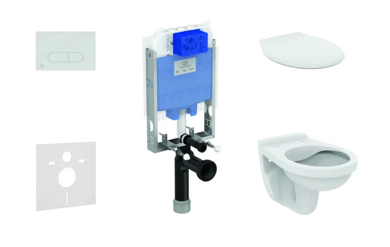 Ideal Standard ProSys - komplekts - priekšsienas elements, tualete un WC sēdeklis Alpha, vadības plate Oleas M1, hroms ProSys80M SP108