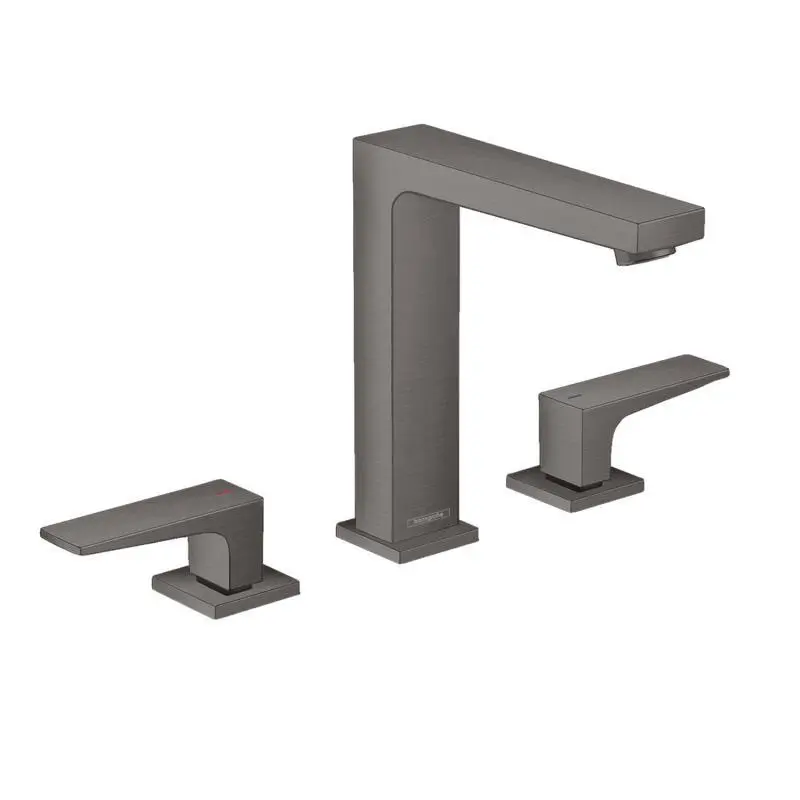 Hansgrohe Metropol - izlietnes maisītājs ar Push-Open noteces komplektu, 3 caurumu montāža, hroms melns birstēts 32515340