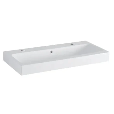 Geberit iCon - izlietne 90x49 cm, ar pārplūdi, 2 caurumiem jaucējkrānam, balta 502.924.00.1