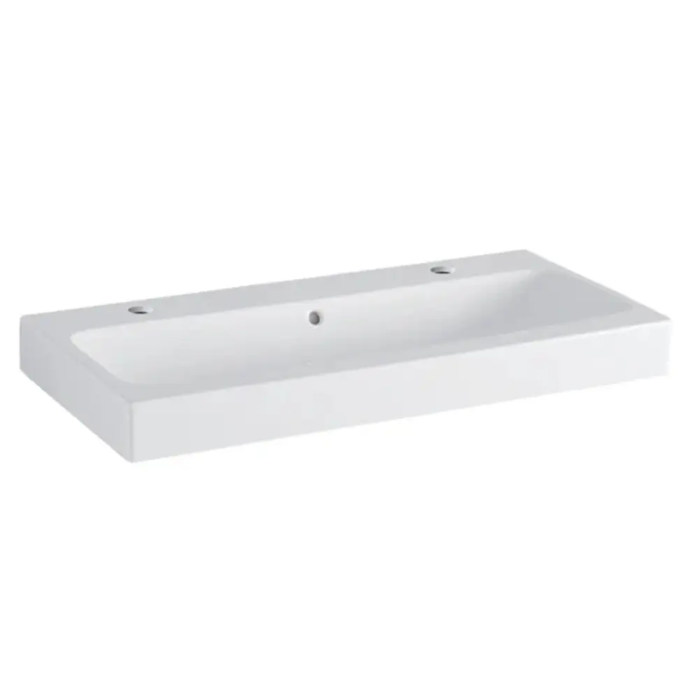 Geberit iCon - izlietne 90x49 cm, ar pārplūdi, 2 caurumiem jaucējkrānam, balta 502.924.00.1