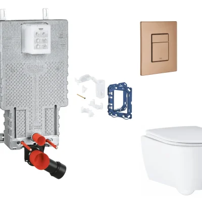 Grohe Uniset - komplekts priekšsienas elements, WC ar SoftClose sēdekli, vadības plate Skate Cosmopolitan un Fresh pārveidošanas komplekts, Warm Sunset birstēts SANI15BB4132
