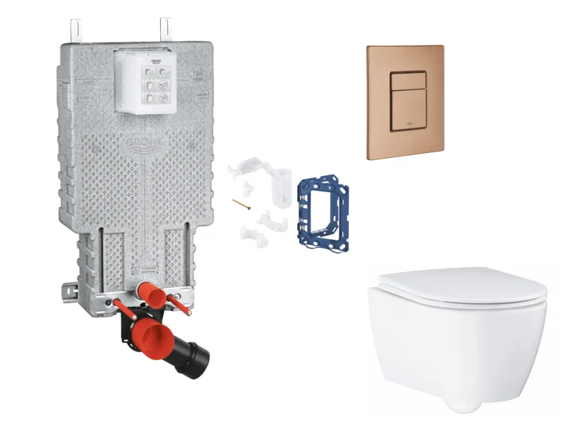 Grohe Uniset - komplekts priekšsienas elements, WC ar SoftClose sēdekli, vadības plate Skate Cosmopolitan un Fresh pārveidošanas komplekts, Warm Sunset birstēts SANI15BB4132