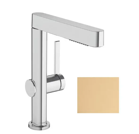 Hansgrohe Finoris - izlietnes maisītājs 230, ar Push-Open noteces komplektu un izvelkamu dušu, EcoSmart, birstēta bronza 76063140