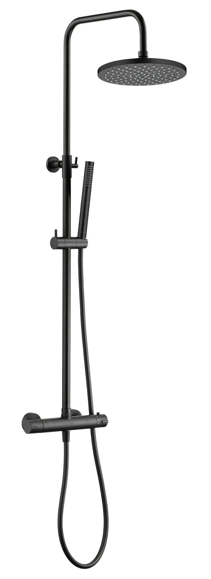 kielle Oudee - dušas komplekts ar termostatu, 20 cm, 1 strūklas veids, matēti melns 20602044E