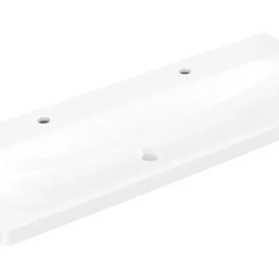 Villeroy & Boch Skyla - izlietne 120x46 cm, bez pārplūdes, 2 caurumi maisītājam, CeramicPlus, Alpu balts 5A51C2R1