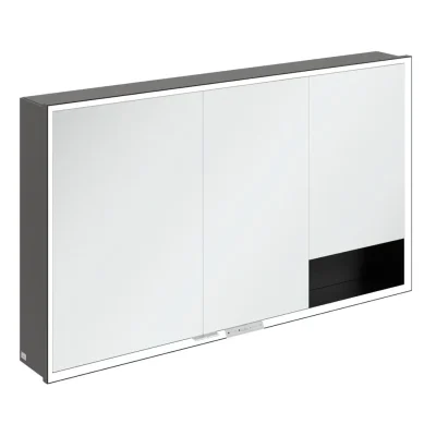 Villeroy & Boch My View+ - spoguļskapītis ar LED apgaismojumu 130x75x17 cm, 3 durvis, matēti melns B4811300