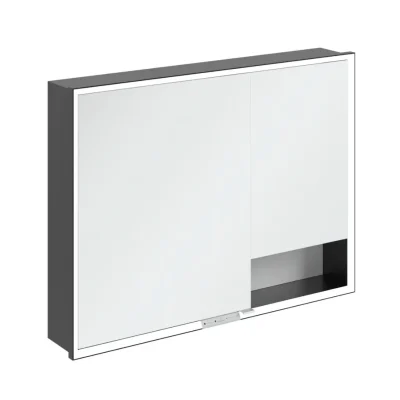 Villeroy & Boch My View+ - spoguļskapītis ar LED apgaismojumu 100x75x17 cm, 2 durvis, Pure White/Matte Black B48210VF