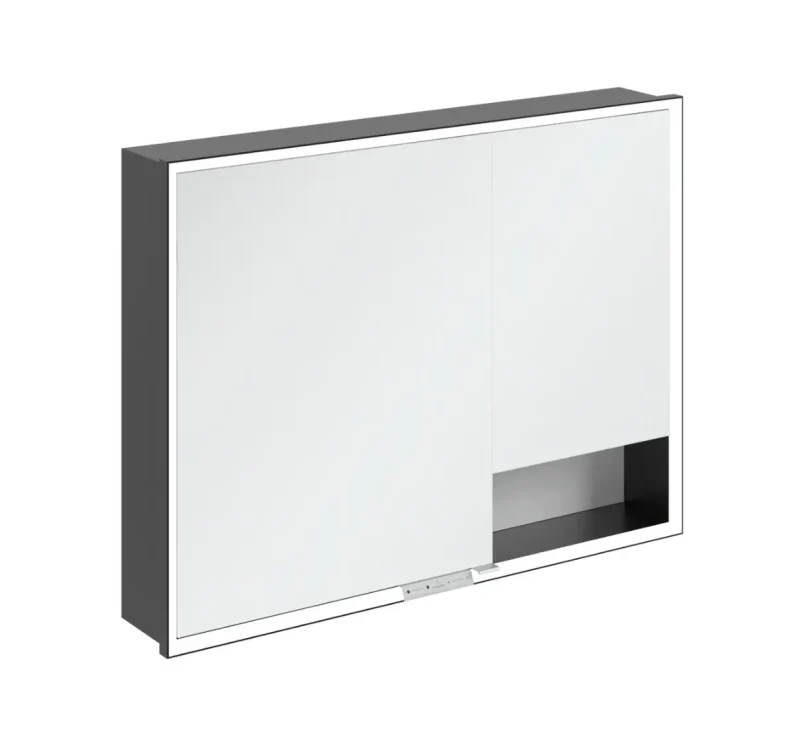 Villeroy & Boch My View+ - spoguļskapītis ar LED apgaismojumu 100x75x17 cm, 2 durvis, Pure White/Matte Black B48210VF
