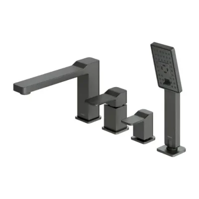OMNIRES Slide - vannas malas maisītājs, 4 caurumu montāža, 3 strūklas veidi, grafīta birstēts SL7732GR