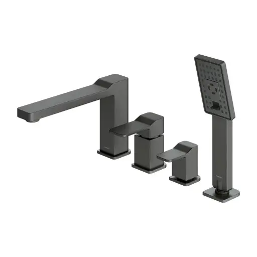OMNIRES Slide - vannas malas maisītājs, 4 caurumu montāža, 3 strūklas veidi, grafīta birstēts SL7732GR