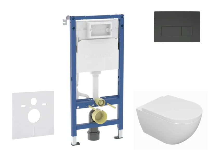 Geberit Duofix - komplekts priekšsienas elements, WC Oudee ar Softclose sēdekli un Delta50 vadības plati, matēti melns SANI11CA5129B