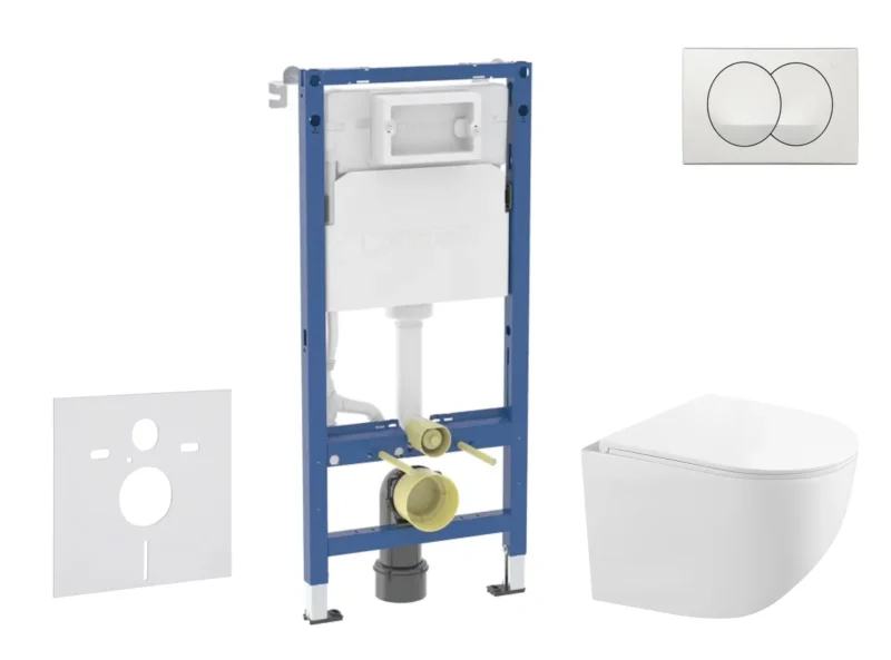 Geberit Duofix - komplekts ar priekšsienas elementu, kompakto WC Gaia ar Softclose sēdekli un Delta vadības plati, balts SANI11CA3150B